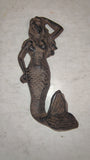 Vintage Cast Iron Nautical Mermaid Wall Hook Beach Towel Hanger Brown