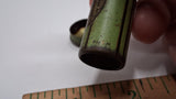 Vintage Tums Metal Tube Container Push Bottom Green Gold Pocket Tin Dispenser