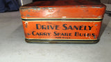 Vtg 1930s Westinghouse Mazda Auto Lamps Emergency Spare Bulb Kit Litho Metal Tin