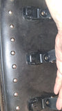 Universal Studded Black Synthetic Leather Motorcycle Saddlebags Eagle Bolt On