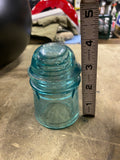 Vintage Aqua Glass Telegraph Insulator Dome Top 3" Aqua Bubbles 1800's Railroad