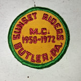 Vtg 2.5" Sunset Riders MC Patch 1950-1972 Butler PA Motorcycle Club Embroidered