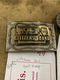 1970s Brass CB Radio Belt Buckle Trucker Gift Pouch Gold Antique Ham Radio Vtg