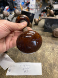 Antique brown marble-swirl Door Knob Set Bennington? Porcelain Spindle Art Deco