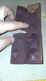 Vtg Distressed Brown Leather Key Case Snap Pouch Embossed Indian Chief Headdress