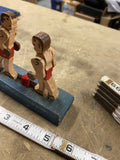 20's Vintage Wooden Boxing Game Toy Folk Hobo Art Push Button Boxers Primitive