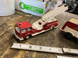 Vintage Toy Fire Trucks Lot of 2 Diecast Ladder Pumper Red White Tootsie Japan