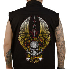 CO60190M LETHAL THREAT  No Regrets Printed Sleeveless Button Down Shirt - Black -
