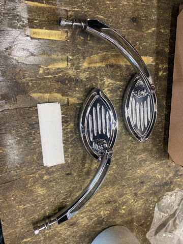 Chrome custom Mirrors Wing Pair Harley Custom Chopper milled look