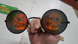 Vtg 1998 Looney Lenses Hologram Skull Sunglasses Round Wire Frame NOS New Card