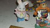 Vintage Easter Figurine Lot 15 Pc Resin Porcelain Bells Jubilee Bunny Family Box