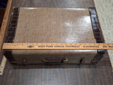 Vtg Suitcase Set 2pc Tweed Nested Luggage Faux Alligator Trim Mid Century Old