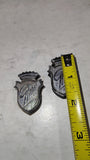 Vintage Ford Ghia Emblem Badges Red Blue Shield Crest Cast Crown OEM Pair