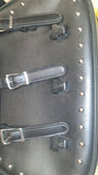 Universal Studded Black Synthetic Leather Motorcycle Saddlebags Eagle Bolt On