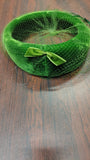 Vintage Green Velvet Pillbox Hat Birdcage Veil Bow Fascinator 1950s 1960s