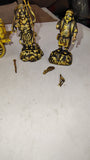 Vintage Japanese Celluloid Seven Lucky Gods Figurines & Barrel Cart Set