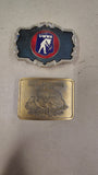 Lot of 2 Vintage Coal Mining Belt Buckles 1981 R&P 100th Anniversary & UMWA Enam