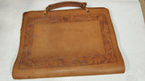 Vintage Hand Tooled Western Leather Portfolio Briefcase Oak Leaf Document Case