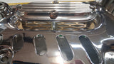 Harley 4-Speed V-Twin Vented Chrome Outer Primary Cover Set w/ MOON Derby & Joke