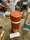 Vintage Aladdin Thermos Bottle Brown Orange Plastic Handle Cup Lid Hunter Constr