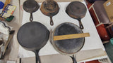 Vintage Cast Iron Skillet Lot (5) Wagner Ware Sidney O & Unmarked Estate Find