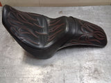 Custom Corbin Seat Dual Saddle Red Flame 84-99 Harley Softail FXST Badlander