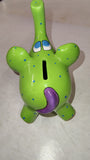 Ganz Bella Casa Elephant Piggy Bank Lime Green Polka Dot Signed Pati