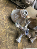 Vintage Chrome Cross Arm Faucet Handles Set Hot Cold Metal Knobs Antique sink