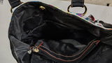 Vintage Coogi Patchwork Shoulder Bag Tote Black Leather Knit Accents Y2K