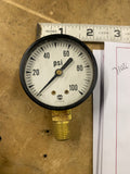 USG PSI Pressure Gauge 0-100 AMETEK water air 2" Brass