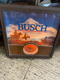 Vintage Busch Beer Western 3-D Scene Light Up Wall Clock 13x13 Sign Advertising