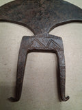 Vintage Hand Forged Iron Crescent Tool Crescent Blade Primitive Prop Antique