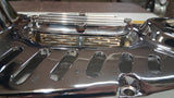 Harley 4-Speed V-Twin Vented Chrome Outer Primary Cover Set w/ MOON Derby & Joke