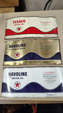 Vintage Texaco Havoline Motor Oil Tin Can Metal Flat Labels Sign Lot of 3