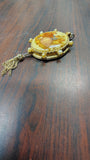 Vintage Fragonard Courting Couple Porcelain Gold Tone Locket Tassel Pendant