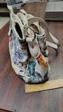 Alfred Dunner White Floral Faux Snakeskin Leather Shoulder Tote Bag Medium