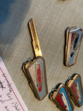 Vintage 30's 40's DeSoto Adventure Key Blank Auto Hot Rod Collectible Blue ename
