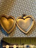 Antique Victorian Gold Filled Heart Locket Pendant Blue Glass Rhinestone Jewelry