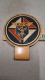 Vintage Knights of Columbus K of C Metal License Plate Topper Auto Emblem Badge