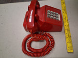Vintage ITT 2500 Red Push Button Desk Phone Retro Modular Landline Telephone