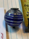 Antique Cobalt Blue Ribbed Glass Lightning Rod Globe Weathervane 1900s ball dril