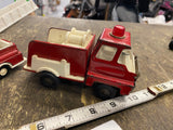 Vintage Toy Fire Trucks Lot of 2 Diecast Ladder Pumper Red White Tootsie Japan