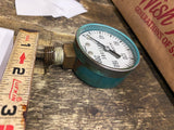 Vintage Alemite SW Analog Pressure Gauge 0-200 PSI Brass Fitting Teal