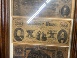 Confederate Notes Vtg Currency Decoupage Wall Art Decor Plaque Display Civil War