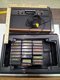 Atari 2600 Woodgrain Console Lot Storage Case 6 Controllers 25 Games Manuals