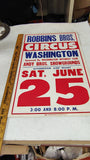 1949 Robbins Bros Circus Poster Washington June 25 Central Show Printing 22"