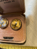 Mens Vintage Statue of Liberty Cufflinks Gold Tone Jewelry Formal Wear Antique!