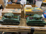 Vintage Taiyo M-4 Sherman Combat Tank battery-operated litho tin toy Japan Box