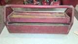 Vtg Red Metal Tote Tool Box Unbranded 18" x 6" With Swing Tray Rustic Decor Tote