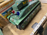 Vintage Taiyo M-4 Sherman Combat Tank battery-operated litho tin toy Japan Box 2